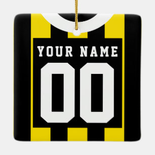 Nummermall för fotbollsrugby Jersey Namn Julgransprydnad Keramik
