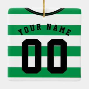 Nummermall för fotbollsrugby Jersey Namn Julgransprydnad Keramik