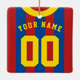 Nummermall för fotbollsrugby Jersey Namn Julgransprydnad Keramik