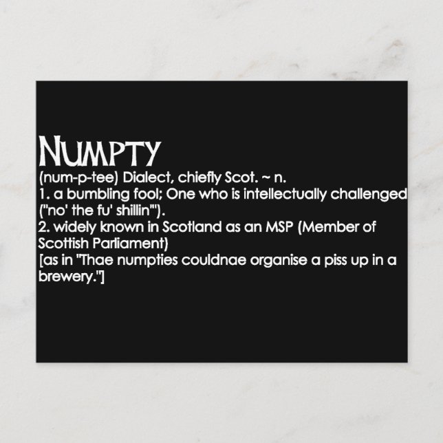 Numpty Vykort (Framsida)
