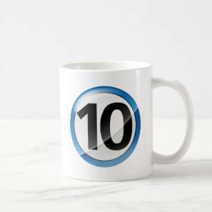 Numrera 10 blått kaffemugg