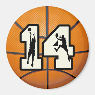 Numrera 14 basket och spelare magnet