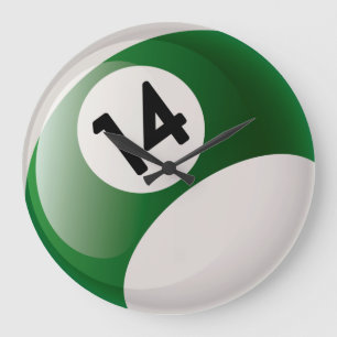 Numrera 14 biljard som boll tar tid på stor klocka