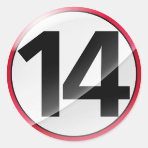 Numrera 14 den röda klistermärken