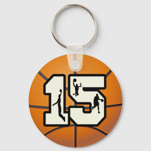 Numrera 15 basket och spelare nyckelring