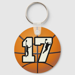 Numrera 17 basket och spelare nyckelring