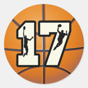 Numrera 17 basket och spelare runt klistermärke