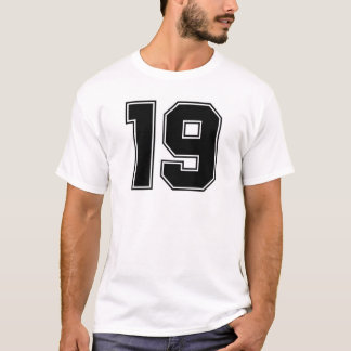 Numrera 19 beklär och baktrycket tee shirt