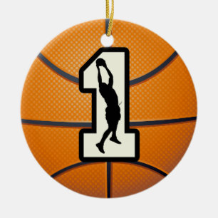 Numrera 1 basket julgransprydnad keramik