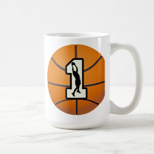 Numrera 1 basket och spelare kaffemugg