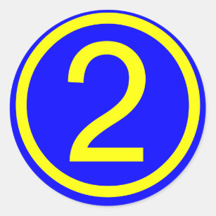 numrera 1 i en cirkla, blåttbakgrund runt klistermärke