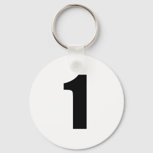 numrera 1 i svart på vit knäppas keychain nyckelring