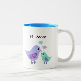Numrera 1 mamma gulliga lilor & blåttfågel- & Två-Tonad mugg