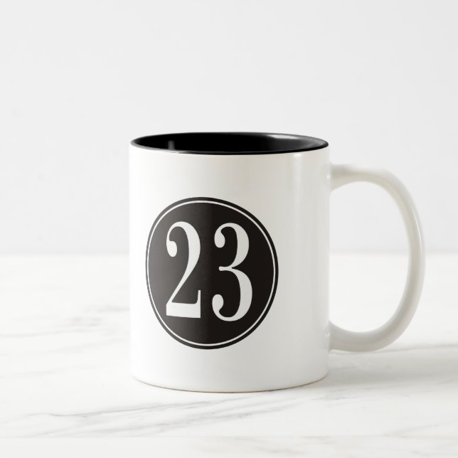 Numrera 23 - Svarten cirklar (bekläda) Två-Tonad Mugg (Höger)