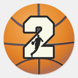 Numrera 2 basket och spelare runt klistermärke