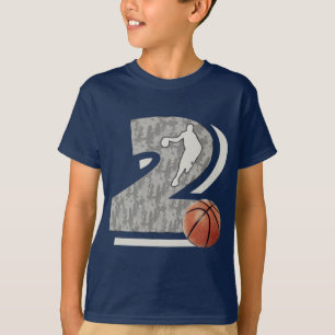 Numrera 2 basket- och spelaredesignen tee shirt