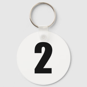 numrera 2 i svart på vit knäppas keychain nyckelring