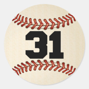 Numrera 31 baseball runt klistermärke