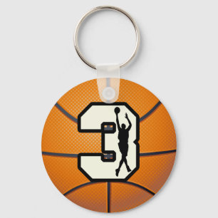 Numrera 3 basket och spelare nyckelring