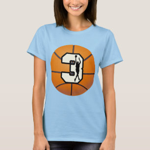 Numrera 3 basket och spelare tee