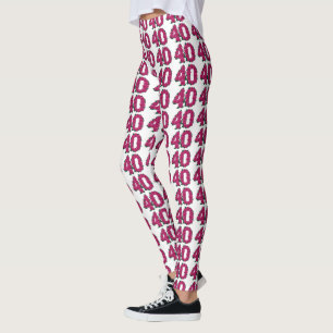Numrera 40 rosa ros för den 40th födelsedagen f leggings