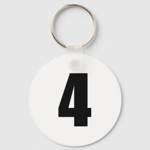 numrera 4 i svart på vit knäppas keychain nyckelring