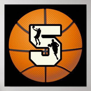 Numrera 5 basket och spelare poster