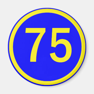 numrera 75, i en cirkla magnet