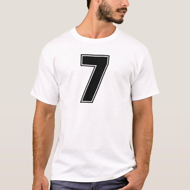 Numrera 7 beklär och baktrycket t shirt (Framsida)
