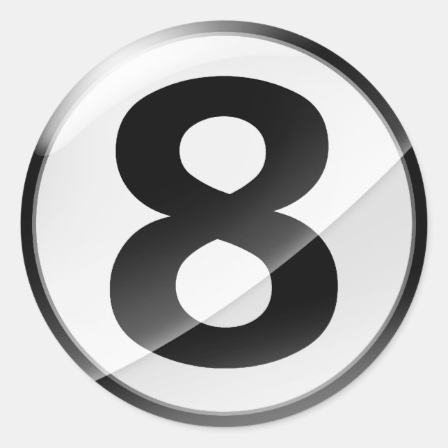 Numrera 8 den svart klistermärken (Framsida)
