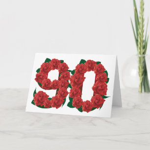 Numrera 90 eller 90:e födelsedagröd ros kort