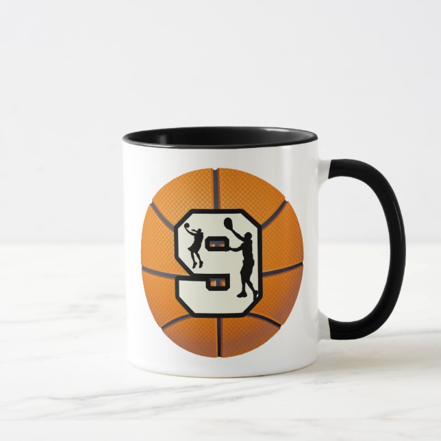 Numrera 9 basket och spelare mugg (Höger)