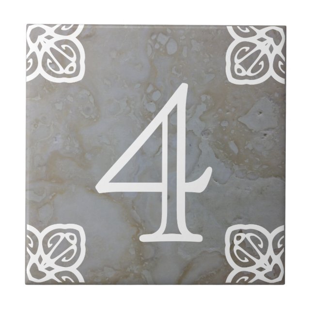 Numrera belägger med tegel - spansk vit på kakelplatta (Framsidan)