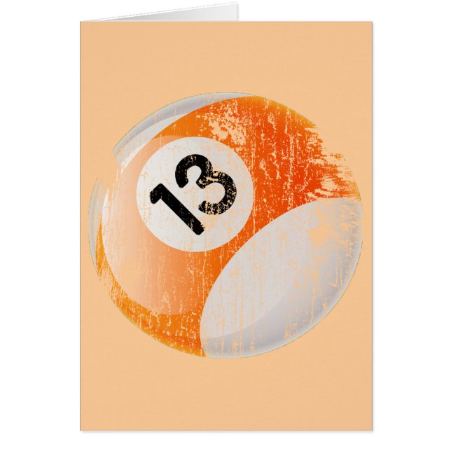 NUMRERA BOLL FÖR 13 BILJARD - SOM ÅLDRAS OCH HÄLSNINGSKORT (Framsidan)