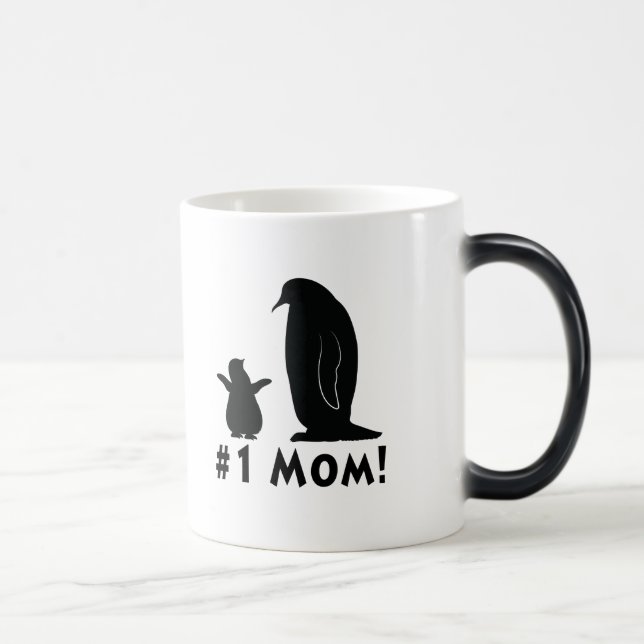 Numrera en mamma: Pingvin och chick Magisk Mugg (Höger)