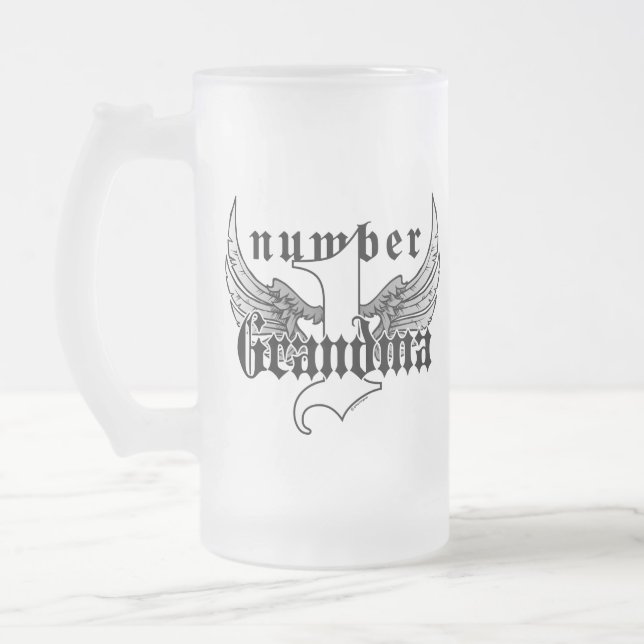 Numrera en mormor den Glass muggen Frostat Ölglas (Vänster)