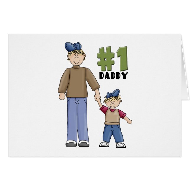 Numrera en pappa den blonda pojken hälsningskort (Framsidan Horizontal)