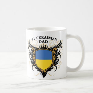 Numrera en ukrainsk pappa kaffemugg