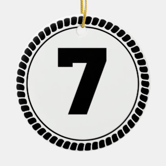 Numrera sju cirklar julgransprydnad keramik