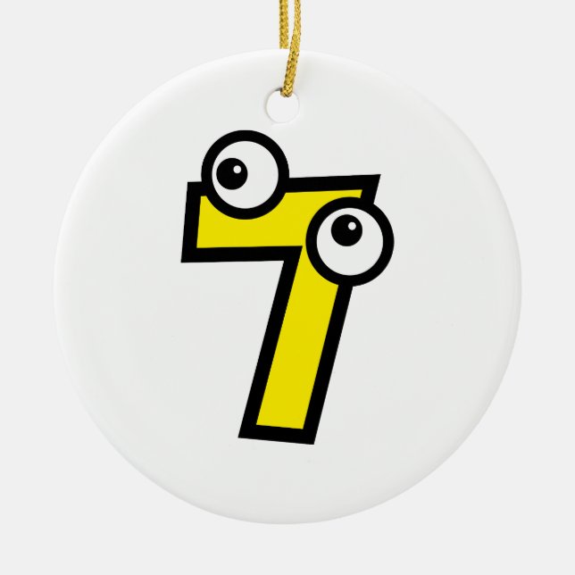 Numrera sju julgransprydnad keramik (Framsidan)