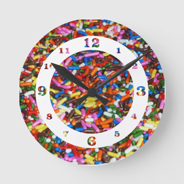 Numrerad på Glass Sprinkles Rund Klocka (Framsida)