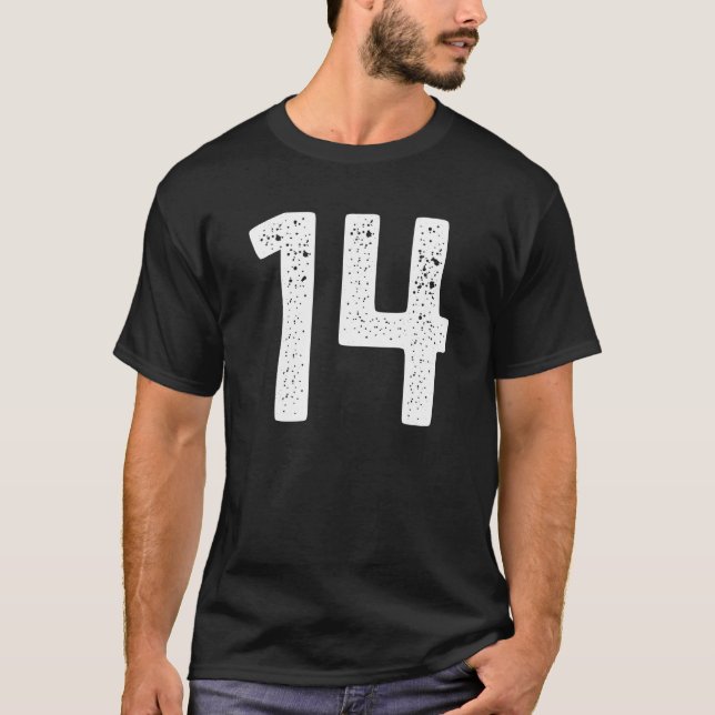 Numrerad praktik Jerseys nummer 14 T Shirt (Framsida)