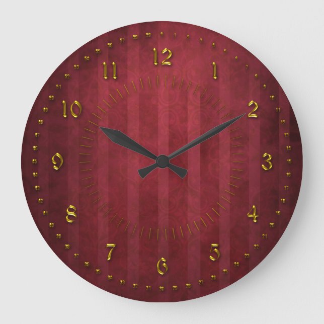 Numrerad rik röd avriven Grunge Stor Klocka (Framsida)