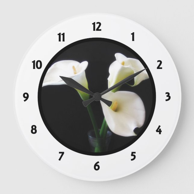 Numrerad rund klocka med Calla Lilly (Framsida)