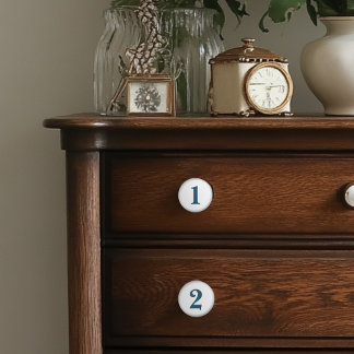 Numrerade blå och vita keramiska knop knopp