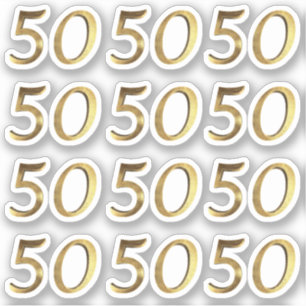 Numrerar 50 årsdag för Fauxguld 50th Klistermärken
