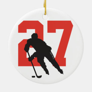 Numrerar den beställnings- hockeyspelaren för julgransprydnad keramik