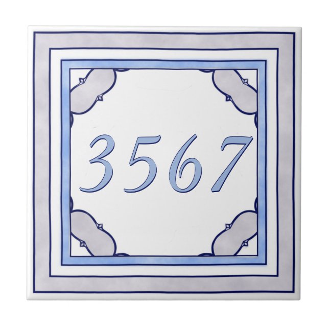 Numrerar det små huset för lavendel och för blått kakelplatta (Framsidan)