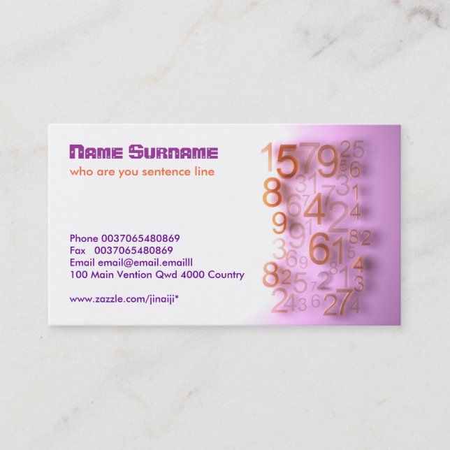 numrerar modernt affärskort visitkort (Framsida)