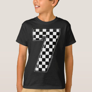 numrerar rutig auto tävla 7 tee shirt
